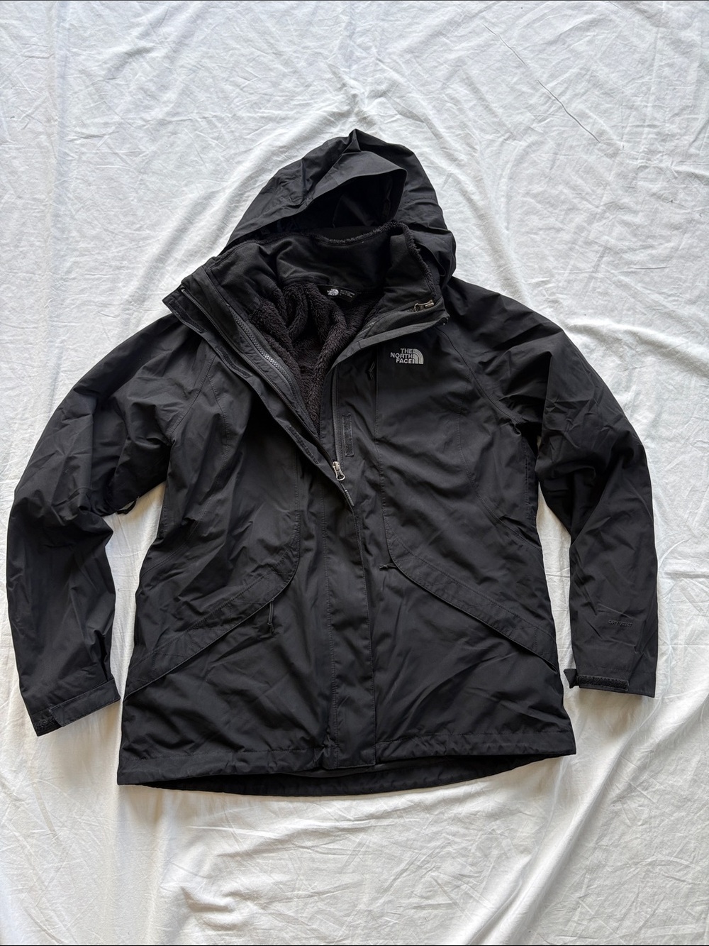 North Face Triclimate 3 in 1 Black Hooded  Dryvent Ski Jacket Womens Large